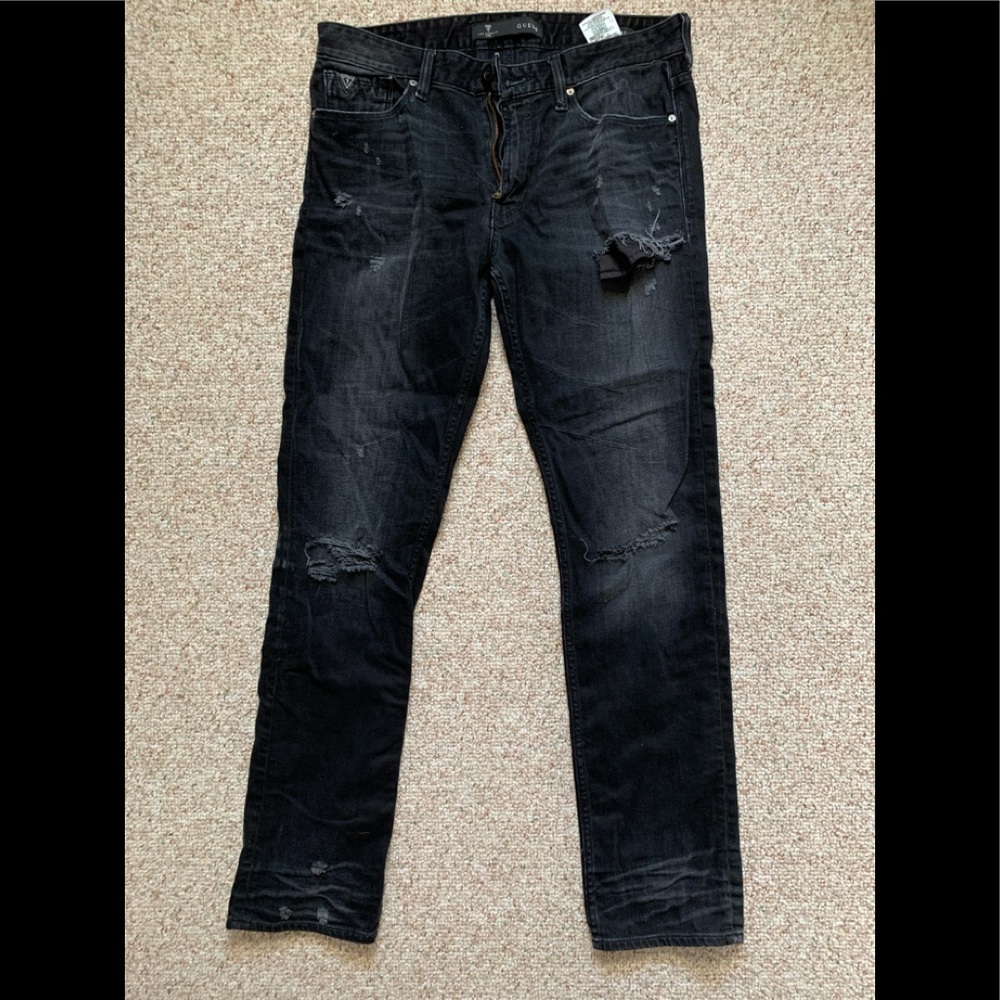 Guess Mens Black Slim Straight Jeans Size 34